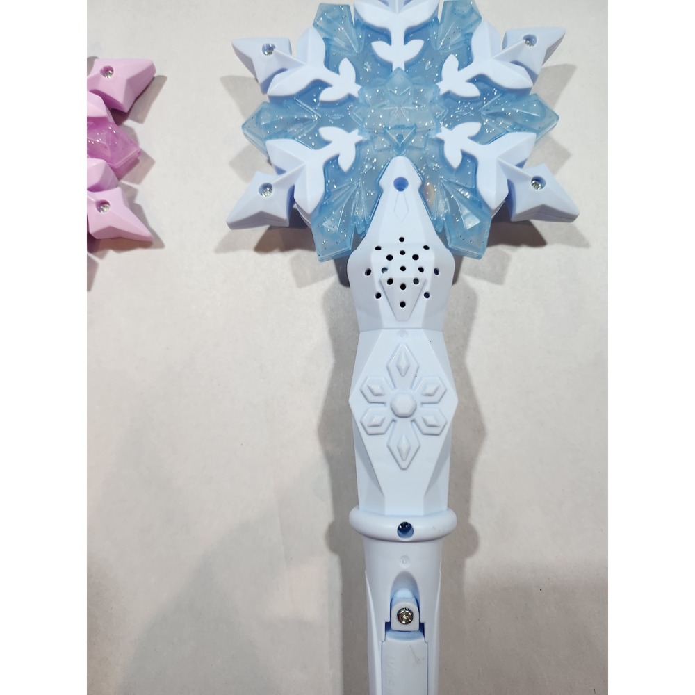 (3) Frozen Light Up Snowflake Wands, 13", 2 -Blue, 1-Pink, Lights & Sounds Work! - Picture 3 of 16